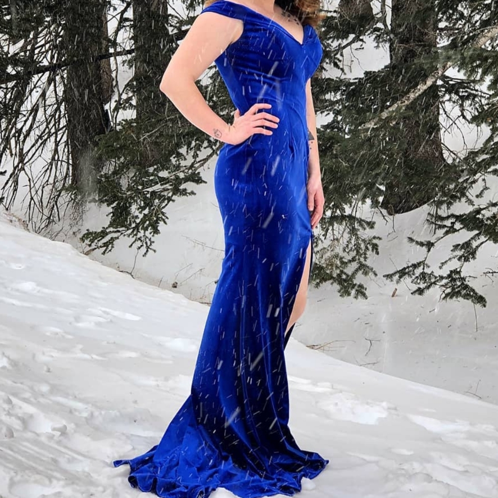 Blue Velvet Dress